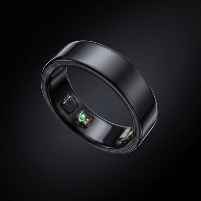 Anillo inteligente SORA en negro — acabado brillante